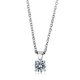 Rhodium 925 Sterling Silver Chain Pendant with AAA Grade CZ  in Clear