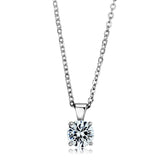 Rhodium 925 Sterling Silver Chain Pendant with AAA Grade CZ  in Clear