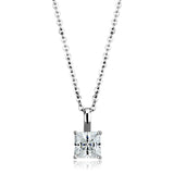 Rhodium 925 Sterling Silver Chain Pendant with AAA Grade CZ  in Clear
