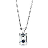 Rhodium 925 Sterling Silver Chain Pendant with AAA Grade CZ  in Clear