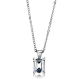 Rhodium 925 Sterling Silver Chain Pendant with AAA Grade CZ  in Clear