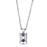 Rhodium 925 Sterling Silver Chain Pendant with AAA Grade CZ  in Clear