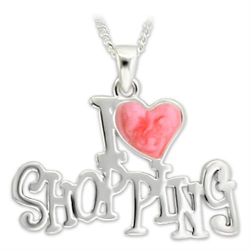 Silver Brass Pendant with Epoxy  in Rose