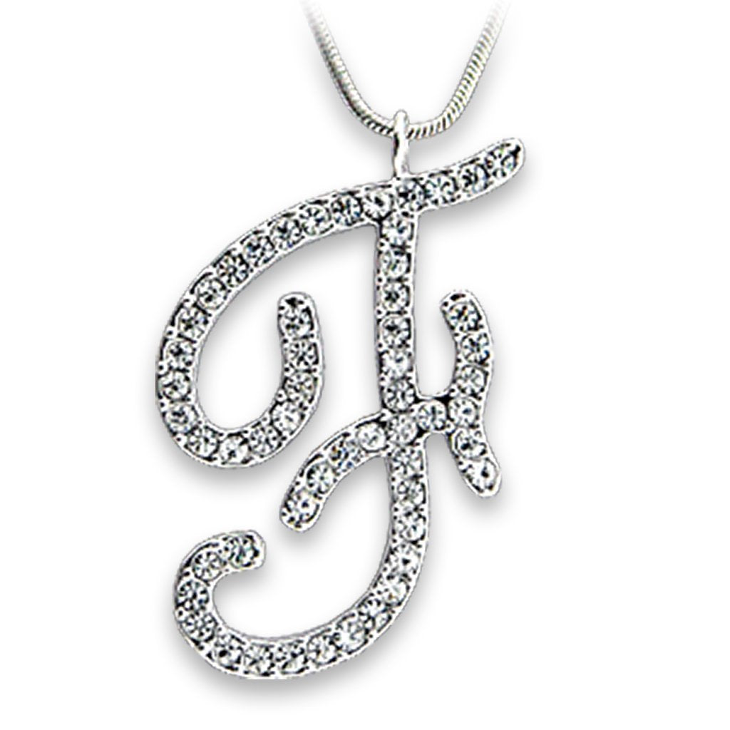 Rhodium Brass Pendant with Top Grade Crystal  in Clear