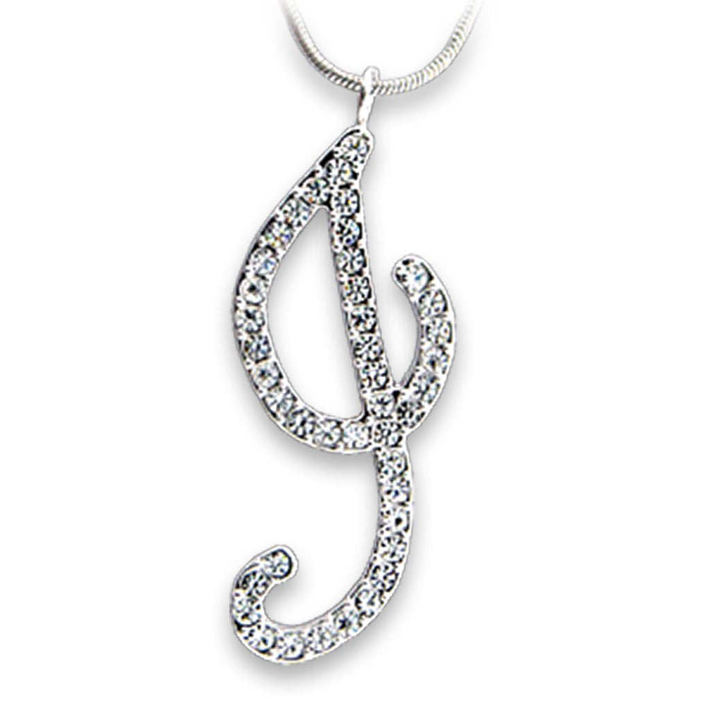 Rhodium Brass Pendant with Top Grade Crystal  in Clear