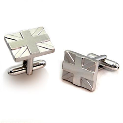 Matte Rhodium & Rhodium Brass Cufflink with No Stone