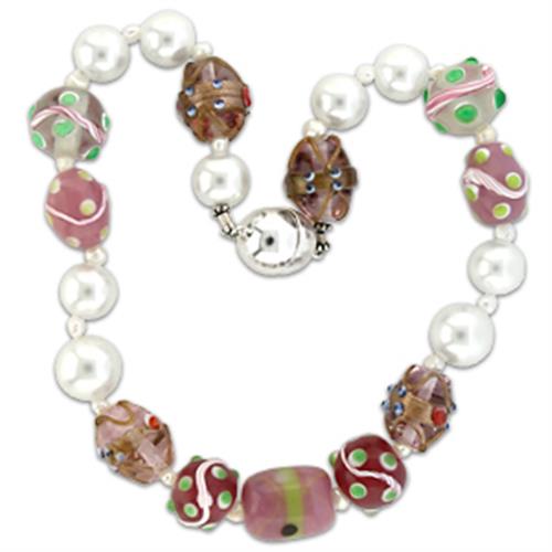 Silver Brass Necklace with Synthetic Acrylic in Multi Color