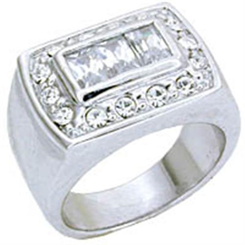 Rhodium 925 Sterling Silver Ring with AAA Grade CZ  in Clear