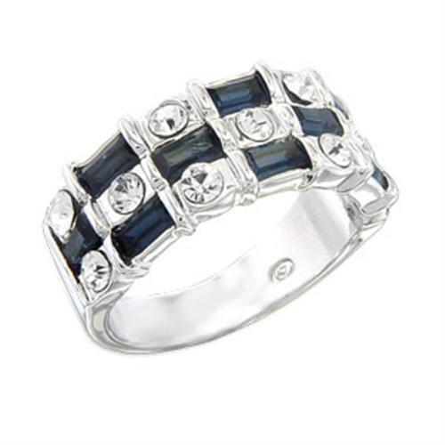 Rhodium 925 Sterling Silver Ring with Top Grade Crystal  in Montana