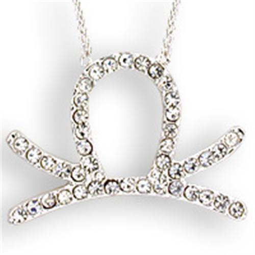 Silver Brass Chain Pendant with Top Grade Crystal  in Clear