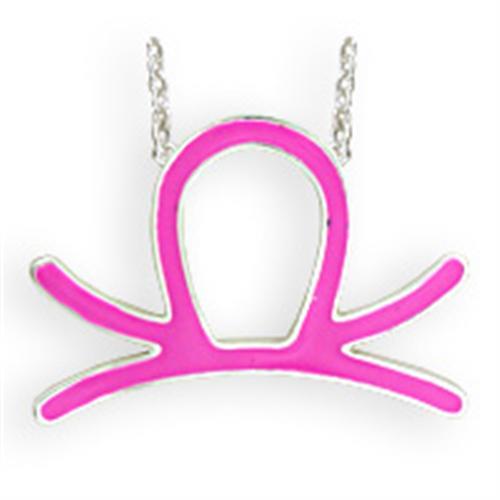 Silver Brass Chain Pendant with Epoxy  in Rose