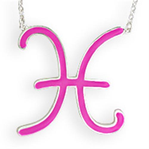 Silver Brass Chain Pendant with Epoxy  in Rose