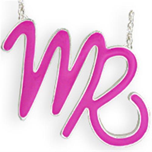 Silver Brass Chain Pendant with Epoxy  in Rose