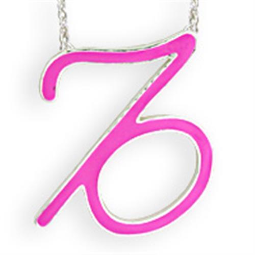 Silver Brass Chain Pendant with Epoxy  in Rose