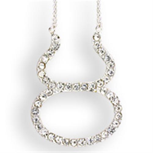 Silver Brass Chain Pendant with Top Grade Crystal  in Clear