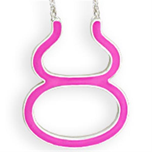Silver Brass Chain Pendant with Epoxy  in Rose
