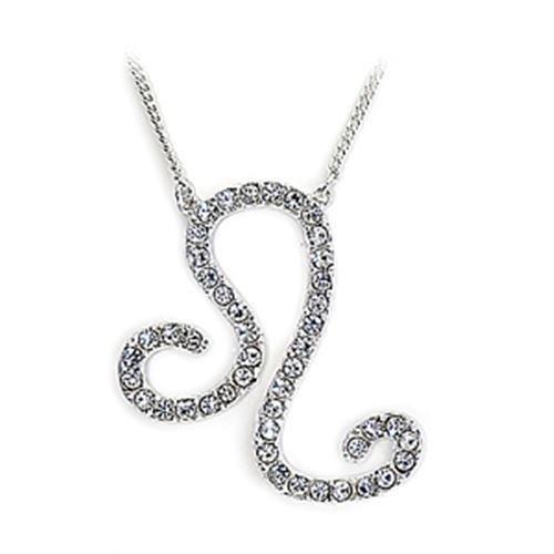 Silver Brass Chain Pendant with Top Grade Crystal  in Clear