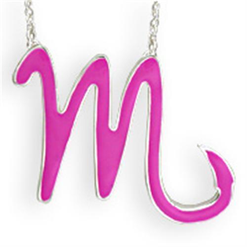 Silver Brass Chain Pendant with Epoxy  in Rose