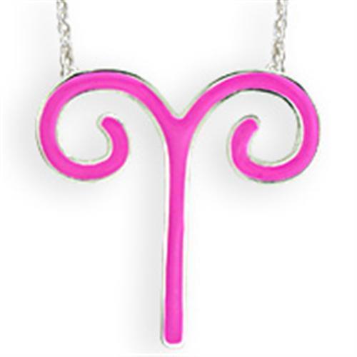 Silver Brass Chain Pendant with Epoxy  in Rose