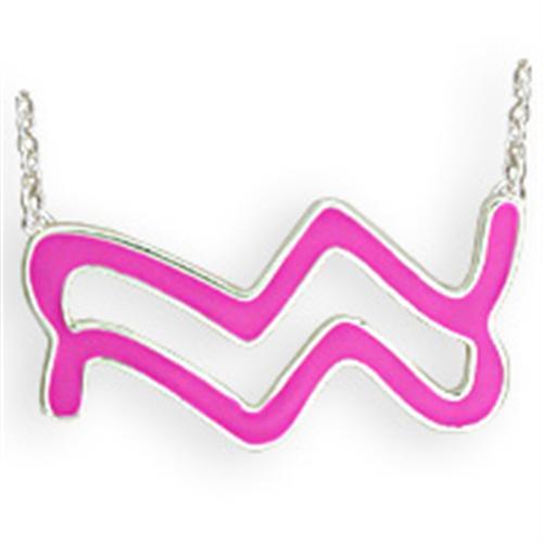 Silver Brass Chain Pendant with Epoxy  in Rose