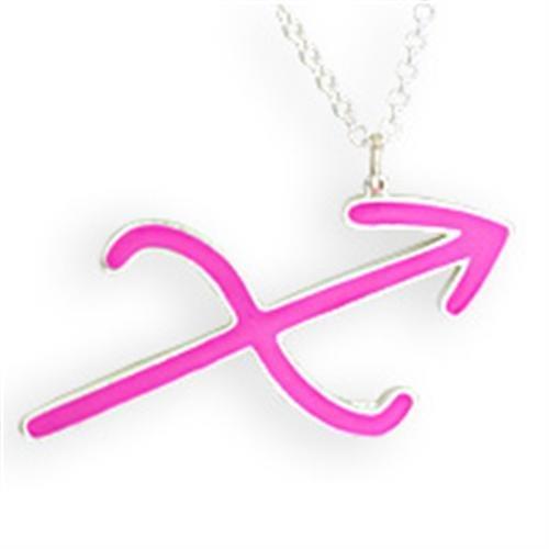 Silver Brass Chain Pendant with Epoxy  in Rose
