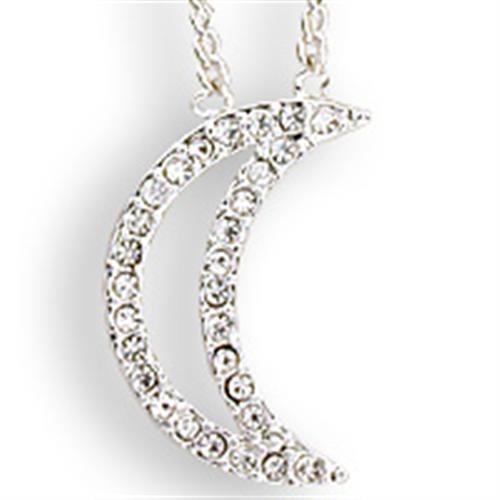 Silver Brass Chain Pendant with Top Grade Crystal  in Clear