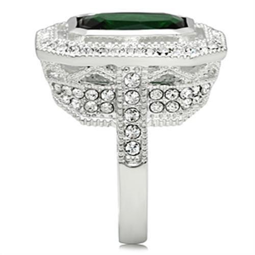 Silver 925 Sterling Silver Ring with Synthetic Synthetic Glass in Emerald