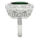 Silver 925 Sterling Silver Ring with Synthetic Synthetic Glass in Emerald