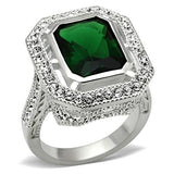 Silver 925 Sterling Silver Ring with Synthetic Synthetic Glass in Emerald