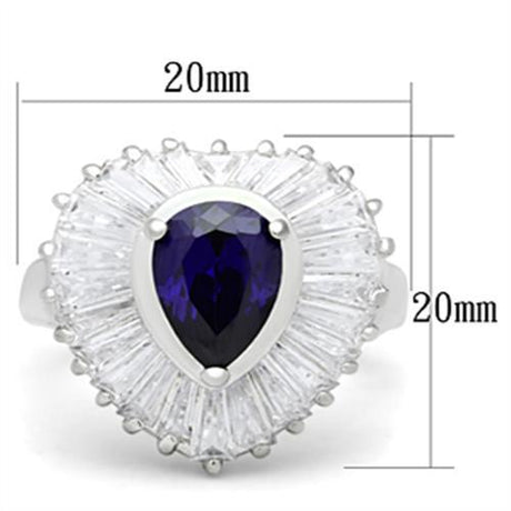 Silver 925 Sterling Silver Ring with AAA Grade CZ  in Tanzanite