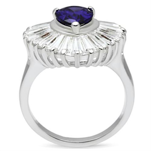 Silver 925 Sterling Silver Ring with AAA Grade CZ  in Tanzanite