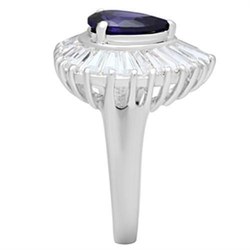 Silver 925 Sterling Silver Ring with AAA Grade CZ  in Tanzanite