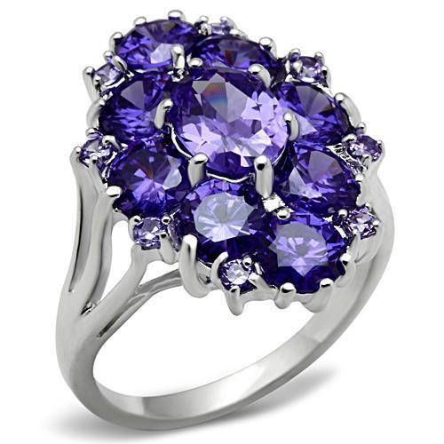 Silver 925 Sterling Silver Ring with AAA Grade CZ  in Tanzanite