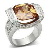 Silver 925 Sterling Silver Ring with AAA Grade CZ  in Champagne