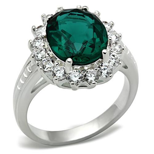 Silver 925 Sterling Silver Ring with Synthetic Synthetic Glass in Blue Zircon