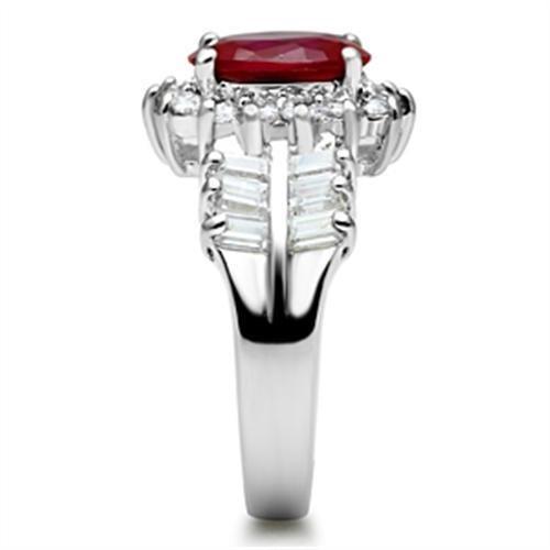 Silver 925 Sterling Silver Ring with AAA Grade CZ  in Ruby