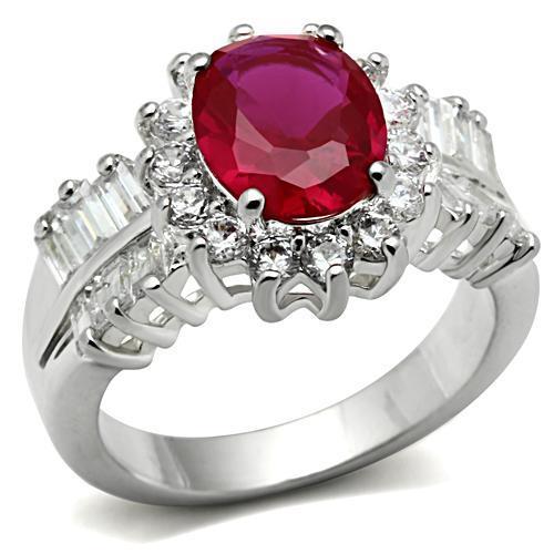 Silver 925 Sterling Silver Ring with AAA Grade CZ  in Ruby