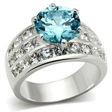 Silver 925 Sterling Silver Ring with AAA Grade CZ  in Sea Blue