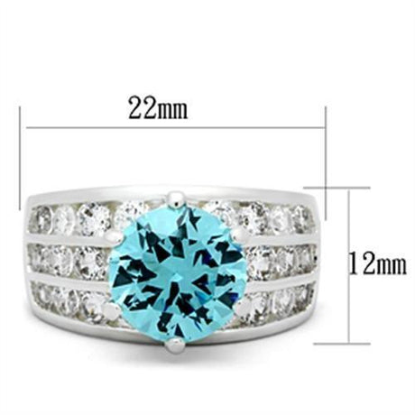 Silver 925 Sterling Silver Ring with AAA Grade CZ  in Sea Blue