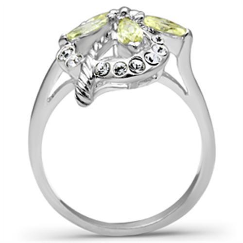 Silver 925 Sterling Silver Ring with AAA Grade CZ  in Apple Green color