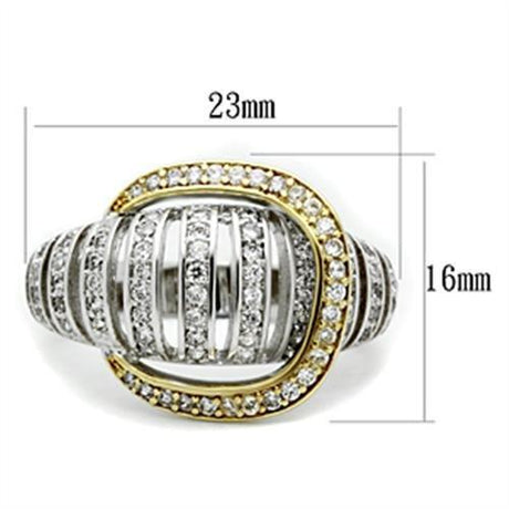 Gold+Rhodium 925 Sterling Silver Ring with AAA Grade CZ  in Clear