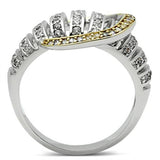 Gold+Rhodium 925 Sterling Silver Ring with AAA Grade CZ  in Clear