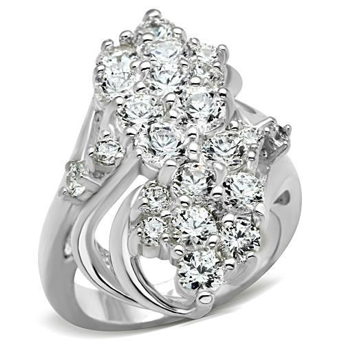 Silver 925 Sterling Silver Ring with AAA Grade CZ  in Clear