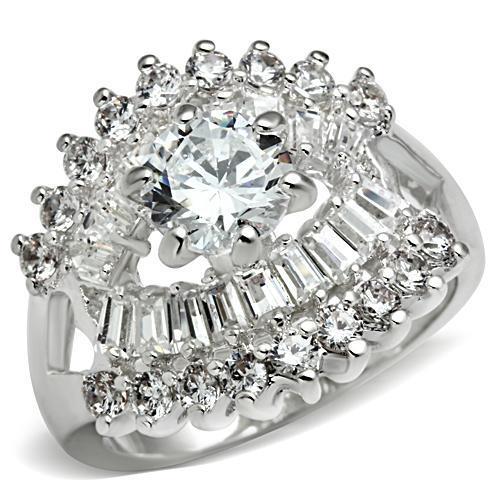 Silver 925 Sterling Silver Ring with AAA Grade CZ  in Clear