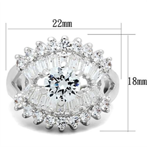 Silver 925 Sterling Silver Ring with AAA Grade CZ  in Clear