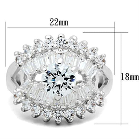 Silver 925 Sterling Silver Ring with AAA Grade CZ  in Clear