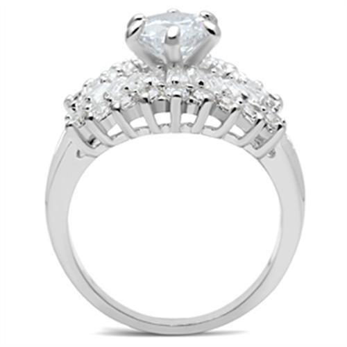 Silver 925 Sterling Silver Ring with AAA Grade CZ  in Clear