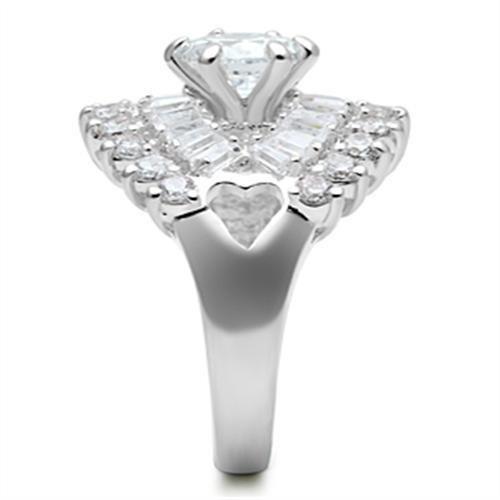 Silver 925 Sterling Silver Ring with AAA Grade CZ  in Clear