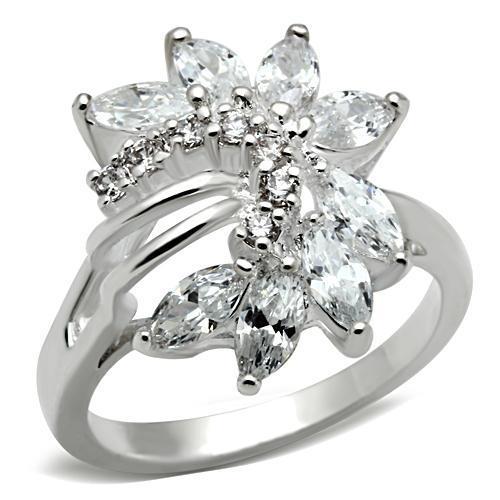 Silver 925 Sterling Silver Ring with AAA Grade CZ  in Clear