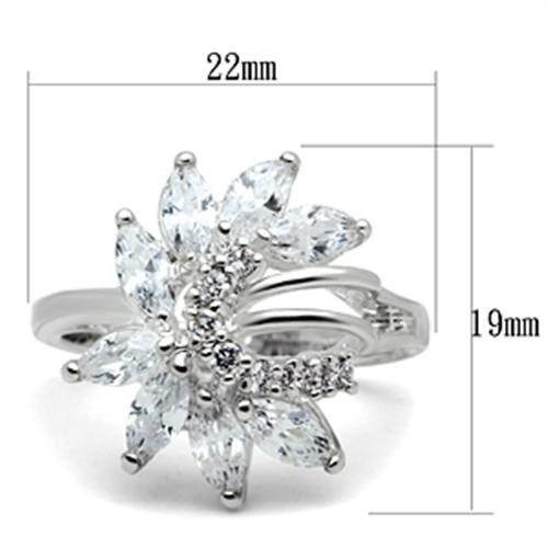 Silver 925 Sterling Silver Ring with AAA Grade CZ  in Clear